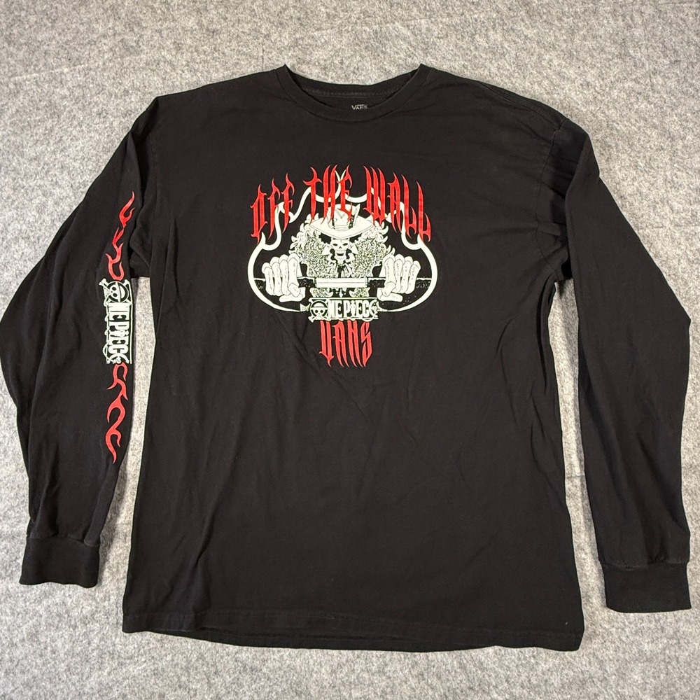 Vans x One Piece Long Sleeve Shirt Large Black Off The Wall Skull